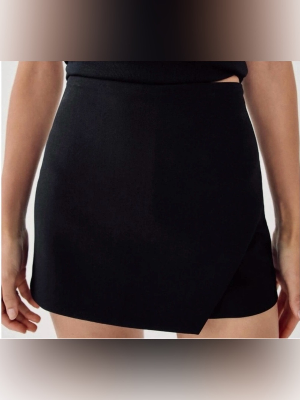 Zara Black Mini Skort with Clean Waistband